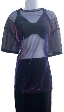 Y2K H&M Divided Large Black Sheer Summer Blouse Goth Whimsigoth Indie Sleaze USA